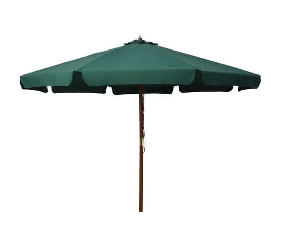 Parasol Avec Mât En Bois 330 Cm Vert