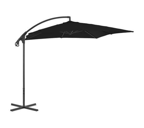 Parasol Déporté Avec Mât En Acier 250x250 Cm Noir