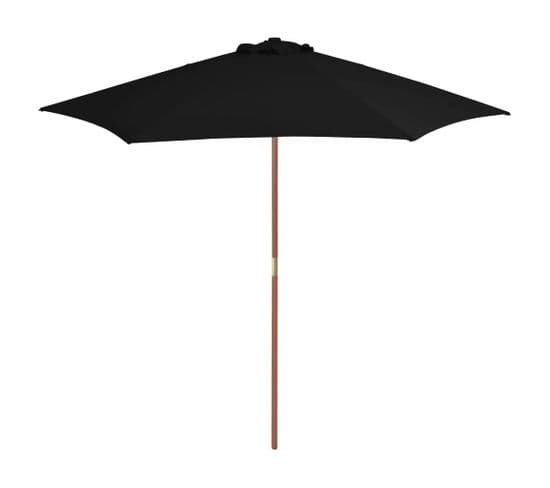 Parasol D'extérieur Avec Mât En Bois Noir 270 Cm