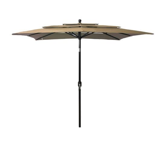 Parasol à 3 Niveaux Avec Mât En Aluminium Taupe 2,5x2,5 M