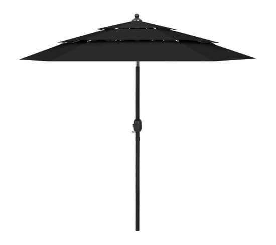 Parasol à 3 Niveaux Avec Mât En Aluminium Noir 2,5 M