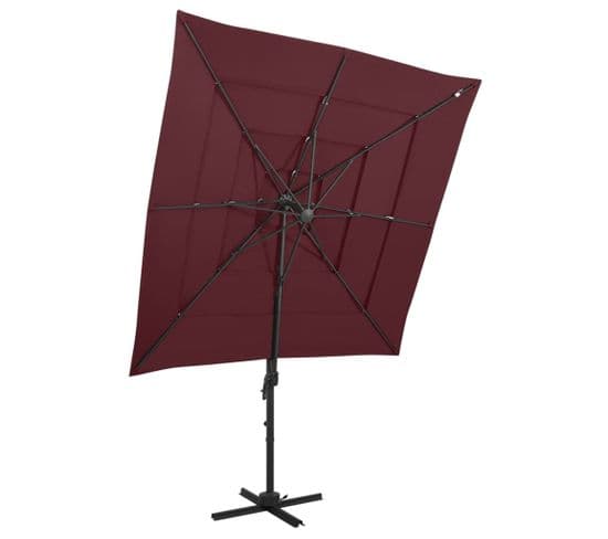 Parasol à 4 Niveaux Avec Mât En Aluminium Bordeaux 250x250 Cm