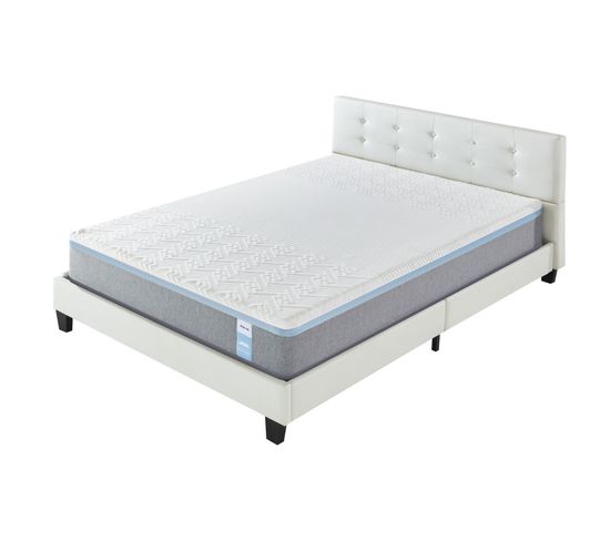 Ensemble Matelas + Lit Avec Tête De Lit 160x200 Cm, Ypsilon Souple 28cm D’épaisseur