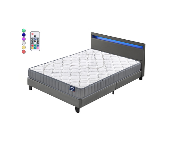 Ensemble 120x190cm, Matelas Mousse Accueil Latex + Lit Éclairage LED