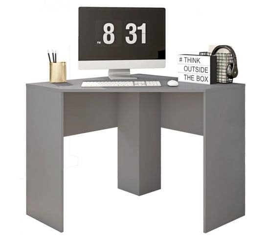 Bureau D'angle Gris Mat 90 Cm