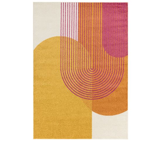 Tapis moderne tissé plat DISCO - Jaune - 120x170 Cm