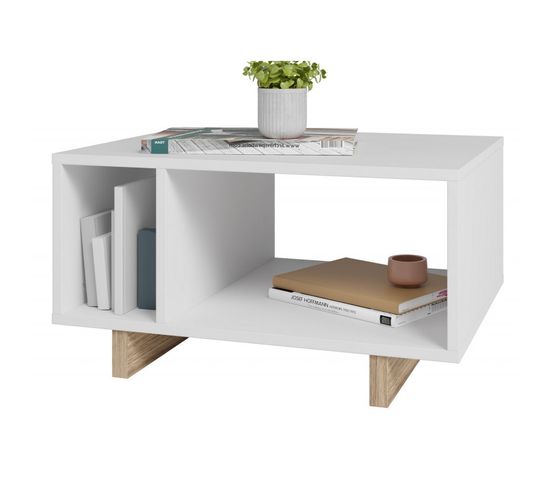 Table Basse Rectangle Blanche 2 Niches