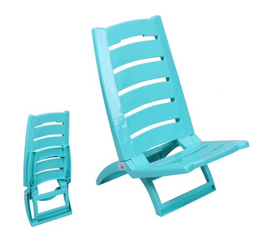 Chaise De Plage Pliable En Plastique 37,5x55xh65cm Turquoise - 224677
