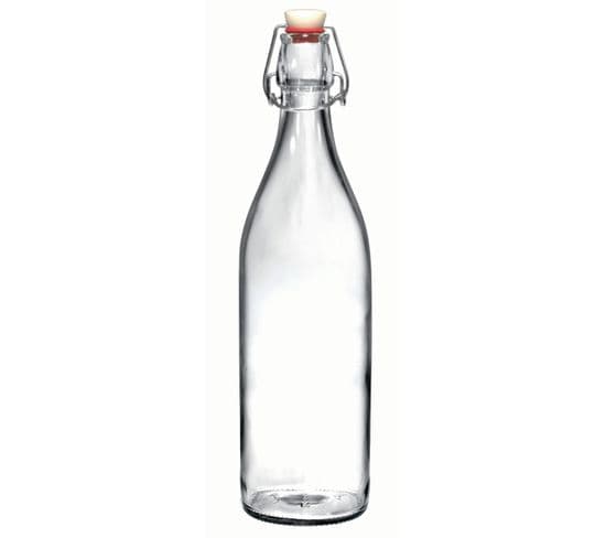 bouteille 1L bouchon blanc GIARA en verre transparent