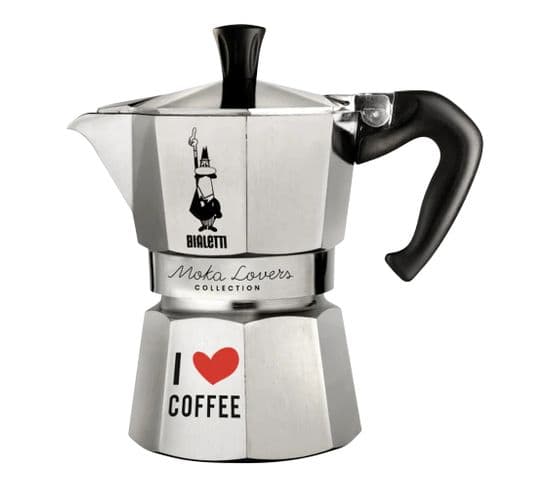 Cafetière Italienne Moka Express I Love Coffee 6 Tasses Inox