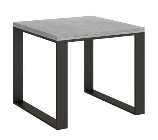 Table Extensible 90x90/180 Cm Tecnolibra Ciment Cadre Anthracite