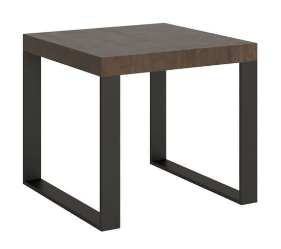 Table Extensible 90x90/246 Cm Tecno Noyer Cadre Anthracite