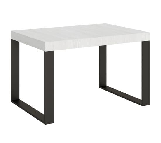 Table Extensible 90x130/234 Cm Tecno Frêne Blanc Cadre Anthracite