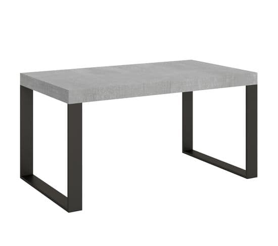 Table Extensible 90x160/264 Cm Tecno Ciment Cadre Anthracite