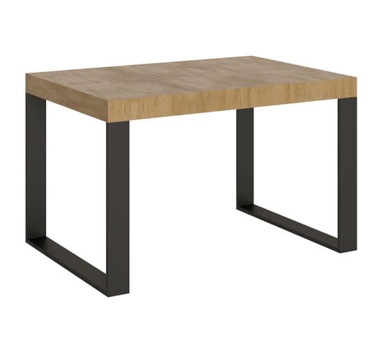 Table Extensible 90x130/390 Cm Tecno Chêne Nature Cadre Anthracite