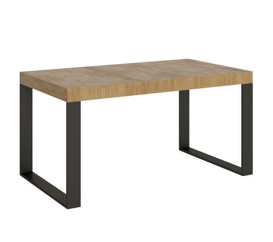 Table Extensible 90x160/420 Cm Tecno Chêne Nature Cadre Anthracite