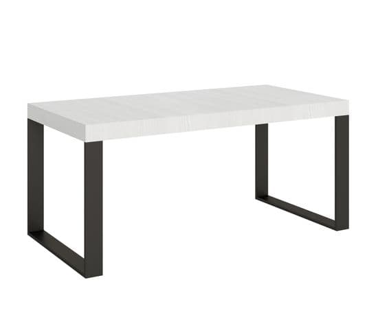 Table Extensible 90x180/440 Cm Tecno Frêne Blanc Cadre Anthracite