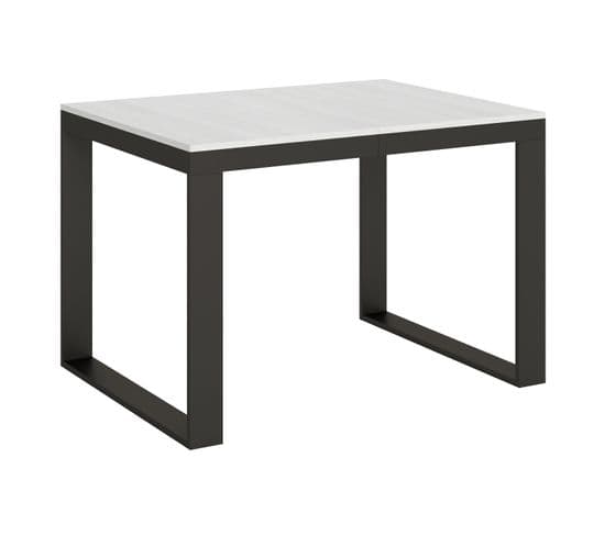Table Extensible 90x120/224 Cm Tecno Evolution Frêne Blanc Cadre Anthracite