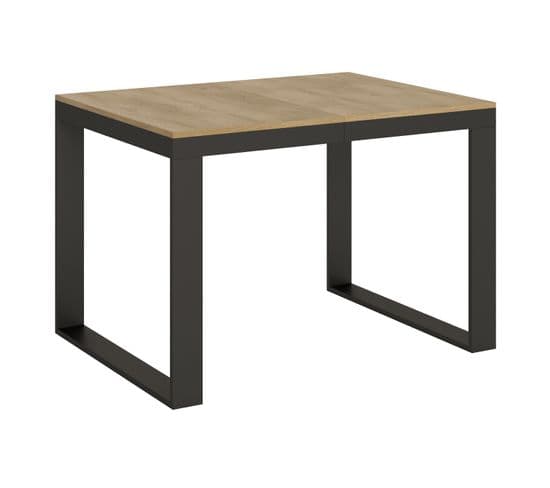 Table Extensible 90x120/224 Cm Tecno Evolution Chêne Nature Cadre Anthracite