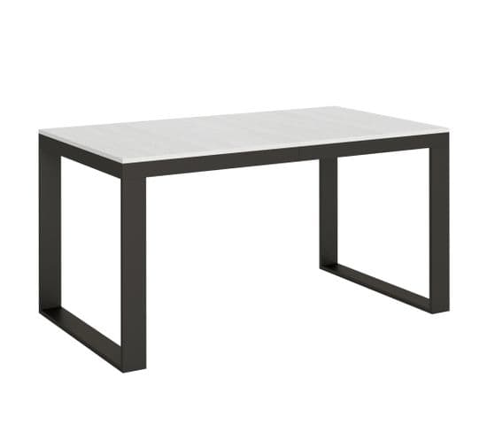 Table Extensible 90x160/264 Cm Tecno Evolution Frêne Blanc Cadre Anthracite