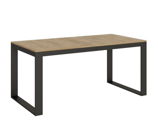 Table Extensible 90x180/440 Cm Tecno Evolution Chêne Nature Cadre Anthracite