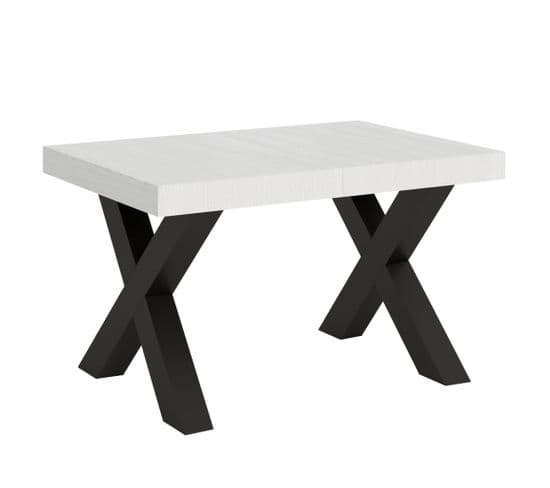Table Extensible 90x130/234 Cm Traffic Frêne Blanc Cadre Anthracite