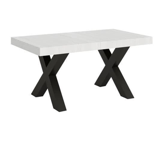 Table Extensible 90x160/420 Cm Traffic Frêne Blanc Cadre Anthracite