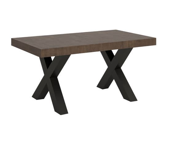 Table Extensible 90x160/420 Cm Traffic Noyer Cadre Anthracite