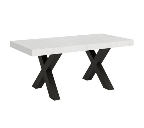 Table Extensible 90x180/440 Cm Traffic Frêne Blanc Cadre Anthracite