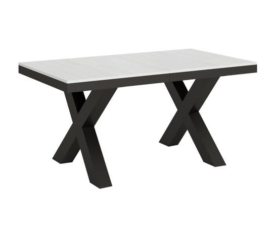 Table Extensible 90x160/264 Cm Traffic Evolution Frêne Blanc Cadre Anthracite