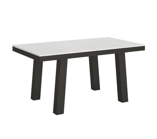 Table Extensible 90x160/420 Cm Bridge Evolution Frêne Blanc Cadre Anthracite