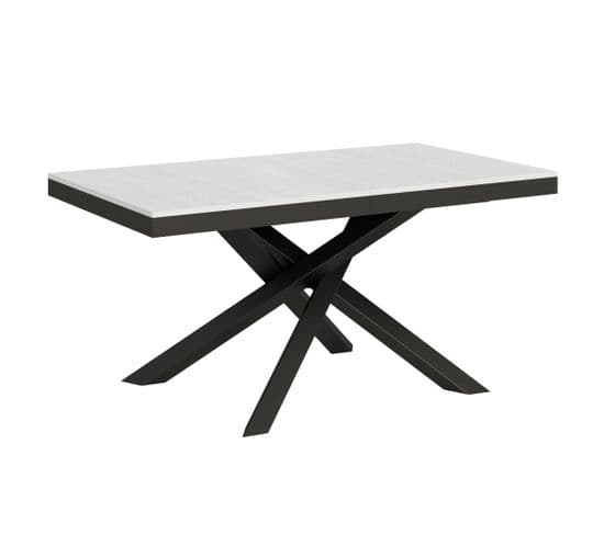 Table Extensible 90x160/420 Cm Volantis Evolution Frêne Blanc Cadre Anthracite