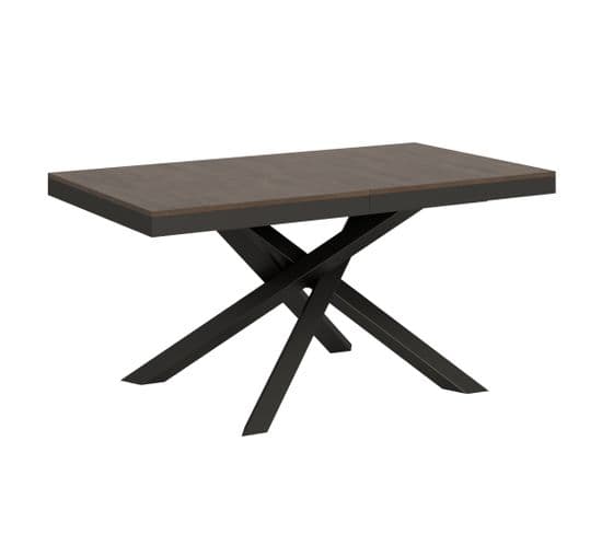 Table Extensible 90x160/420 Cm Volantis Evolution Noyer Cadre Anthracite