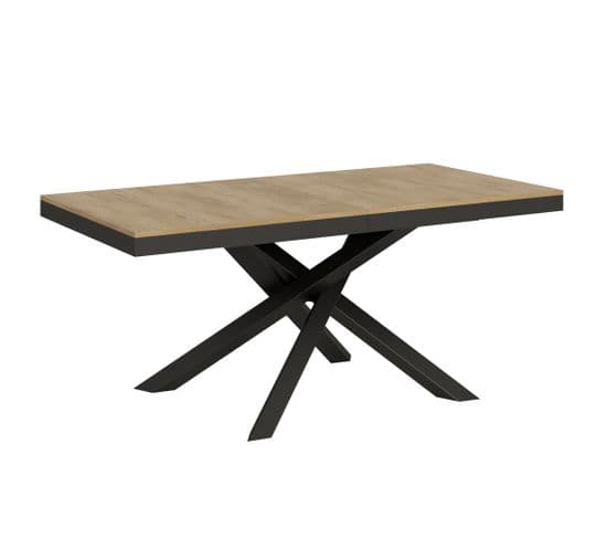 Table Extensible 90x180/440 Cm Volantis Evolution Chêne Nature Cadre Anthracite