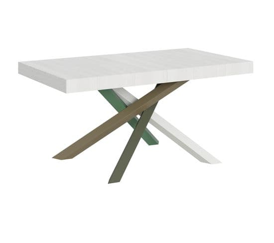 Table Extensible 90x160/420 Cm Volantis Frêne Blanc Cadre 4/a