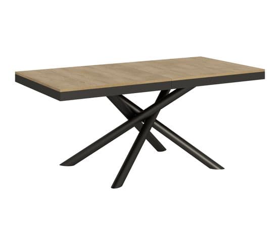 Table Extensible 90x180/284 Cm Famas Evolution Chêne Nature Cadre Anthracite