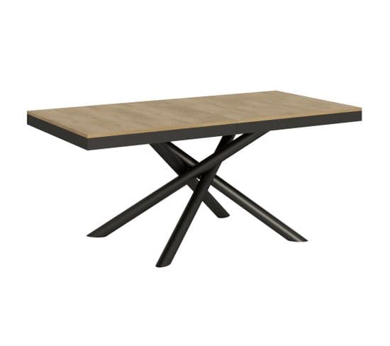 Table Extensible 90x180/440 Cm Famas Evolution Chêne Nature Cadre Anthracite