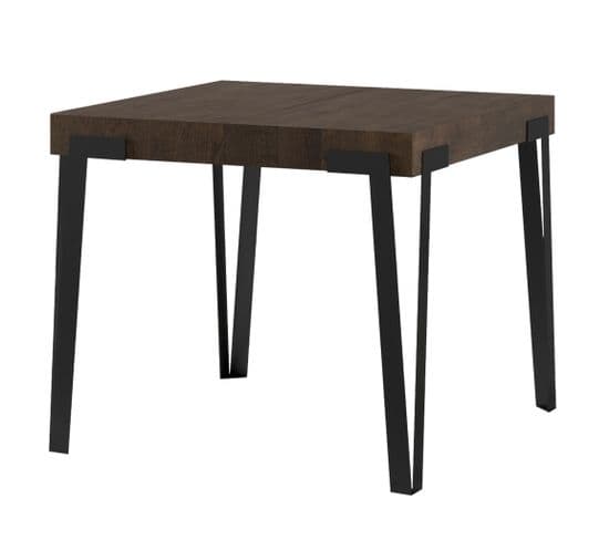 Table Extensible 90x90/246 Cm Rio Noyer Cadre Anthracite