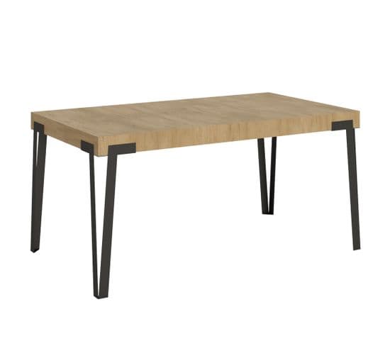 Table Extensible 90x160/264 Cm Rio Chêne Nature Cadre Anthracite