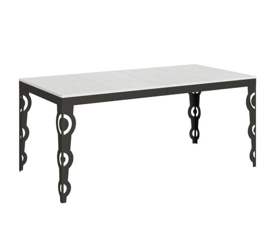 Table Extensible 90x180/440 Cm Karamay Evolution Frêne Blanc Cadre Anthracite