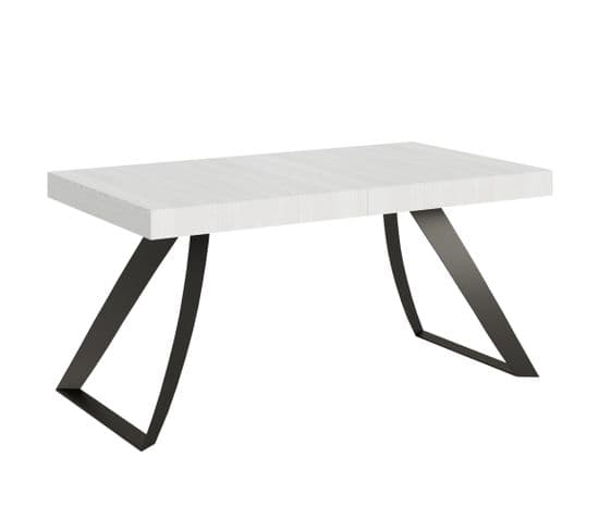 Table Extensible 90x160/264 Cm Proxy Frêne Blanc Cadre Anthracite