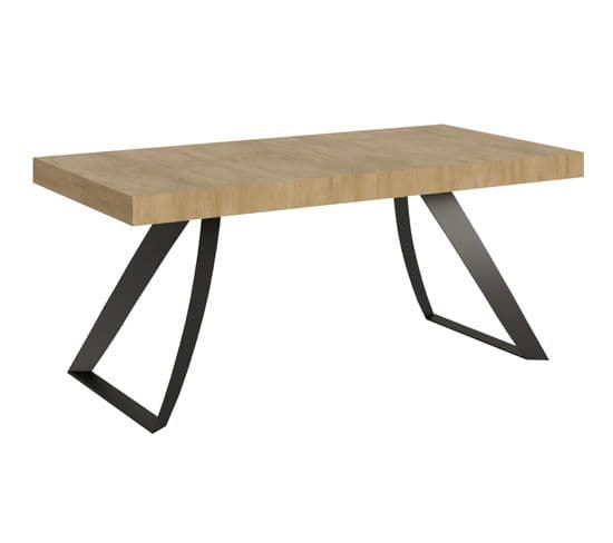 Table Extensible 90x180/440 Cm Proxy Chêne Nature Cadre Anthracite