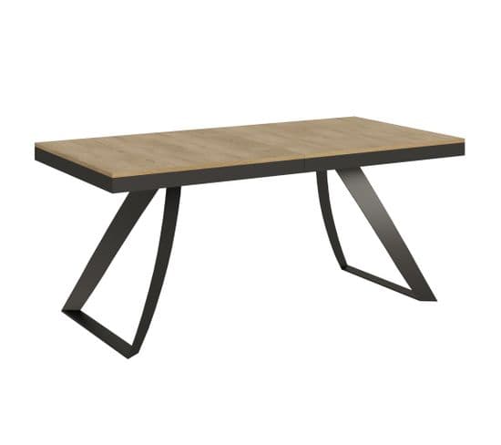 Table Extensible 90x180/440 Cm Proxy Evolution Chêne Nature Cadre Anthracite