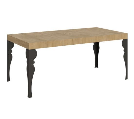 Table Extensible 90x180/284 Cm Paxon Chêne Nature Cadre Anthracite