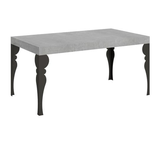 Table Extensible 90x160/420 Cm Paxon Ciment Cadre Anthracite