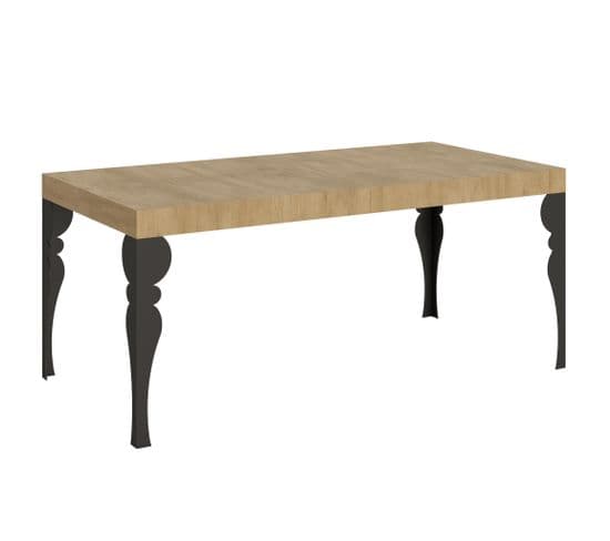 Table Extensible 90x180/440 Cm Paxon Chêne Nature Cadre Anthracite