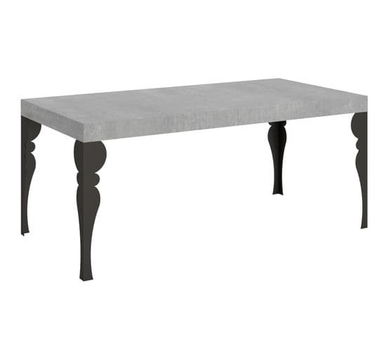 Table Extensible 90x180/440 Cm Paxon Ciment Cadre Anthracite