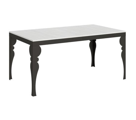 Table Extensible 90x160/264 Cm Paxon Evolution Frêne Blanc Cadre Anthracite