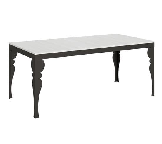 Table Extensible 90x180/284 Cm Paxon Evolution Frêne Blanc Cadre Anthracite