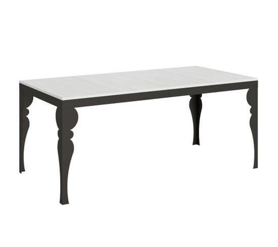 Table Extensible 90x180/440 Cm Paxon Evolution Frêne Blanc Cadre Anthracite